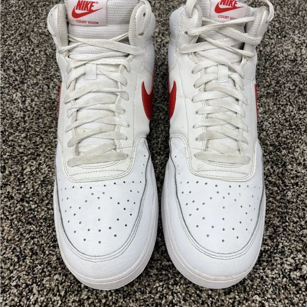 Nike Court Vision Mid Mens Size 13 White Leather 2021 Basketball Gym Shoes